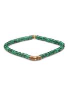 Tateossian Goldplated Sterling Silver & Malachite Beaded Bracelet