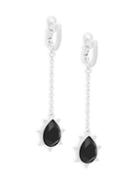 Judith Ripka La Petite Sterling Silver & Black Onyx Hanging Pear Drop Earrings