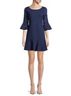 Laundry By Shelli Segal Lace Bell-sleeve Shift Dress