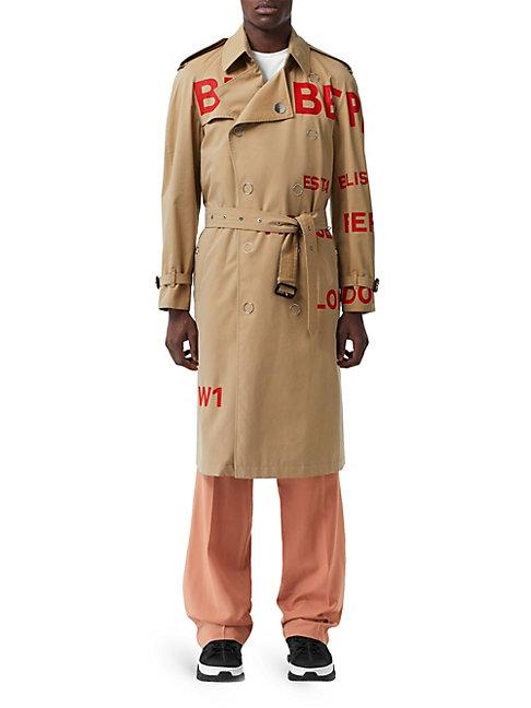 Burberry Logo Double-breasted Snap Trench Coat