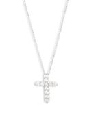 Diana M Jewels Bridal 18k White Gold & 1.60 Tcw Diamond Cross Pendant Necklace