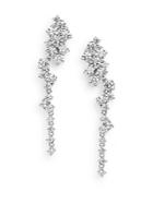 Saks Fifth Avenue Clustered White Stone Drop Earrings/silvertone
