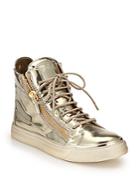 Giuseppe Zanotti Metallic Leather Side-zip Sneakers