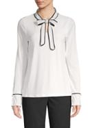 Karl Lagerfeld Paris Piped Tie-neck Blouse