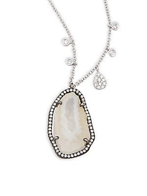 Meira T 14k White Gold Geode & Diamond Pendant Necklace
