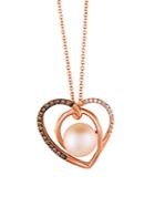 Le Vian Chocolatier&reg; 9mm Strawberry Pearl&reg; & Chocolate Diamond&reg; Heart Pendant Necklace