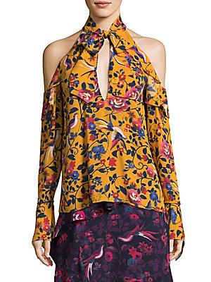 Tanya Taylor Adrienne Kimono Floral Silk Top