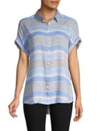 Beach Lunch Lounge Striped High-low Blouse