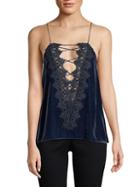Cami Nyc Charlie Velvet Lace-up Camisole