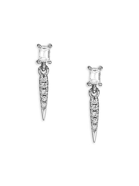 Saks Fifth Avenue 14k White Gold & Diamond Dagger Earrings