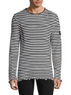 Balmain Distressed Striped Cotton Sweater