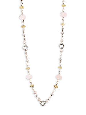 Stephen Dweck Long Sinlge Strand Rose Quartz Necklace