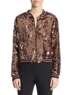 Scripted Cropped Sequined Jacket
