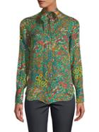 Valentino Pussy Bow Floral Silk Blouse
