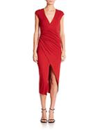 Donna Karan Cap-sleeve Draped Dress