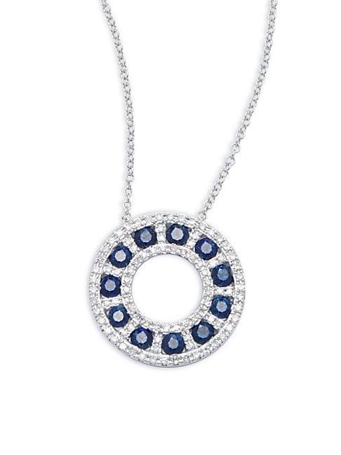 Effy Sapphire Diamond & 14k White Gold Pendant Necklace
