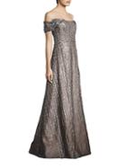Peserico Off-the-shoulder Sequin Gown