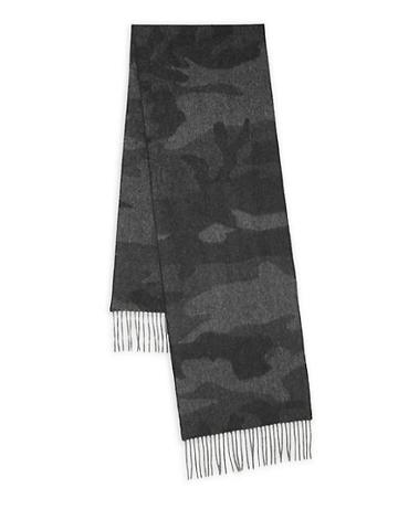 Saks Fifth Avenue Black Camouflage Cashmere Scarf