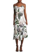Milly Silk Sleeveless Tropical-print Dress