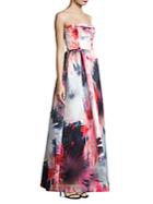 Parker Black Janie Strapless Floral-print Gown