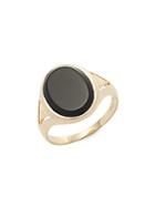 Saks Fifth Avenue Made In Italy Onyx & 14k Gold Solitaire Ring