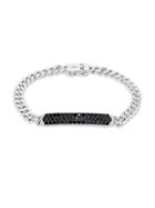 Effy 925 Sterling Silver & Black Spinel Bar Pendant Chain Bracelet
