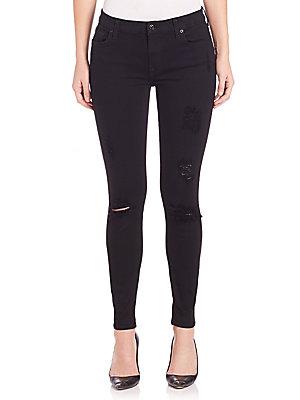 7 For All Mankind Destructed Ankle Slim Illusion Skinny Jeans