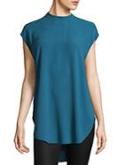 Eileen Fisher Silk Georgette Crepe High Neck Tunic