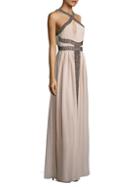 Parker Kathy Beaded Halter Gown