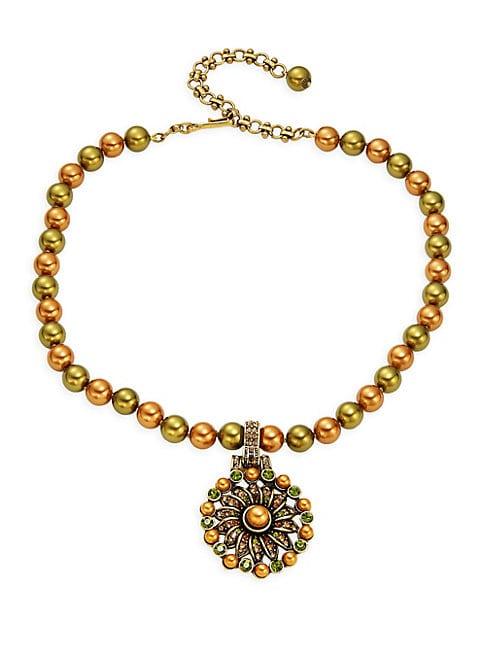 Heidi Daus Faux Pearl Pinwheel Pendant Necklace