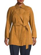 Lafayette 148 New York Point Collar Suede Trench Coat