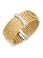 Alor 18k White & Yellow Gold Diamond Woven Cuff Bracelet
