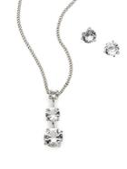 Swarovski Faceted Crystal & Rhodium Necklace & Earrings Set