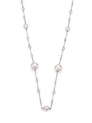 Majorica 8mm-12mm White Pearl & Sterling Silver Necklace