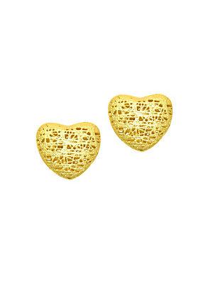Saks Fifth Avenue 14k Yellow Textured Heart Post Earrings