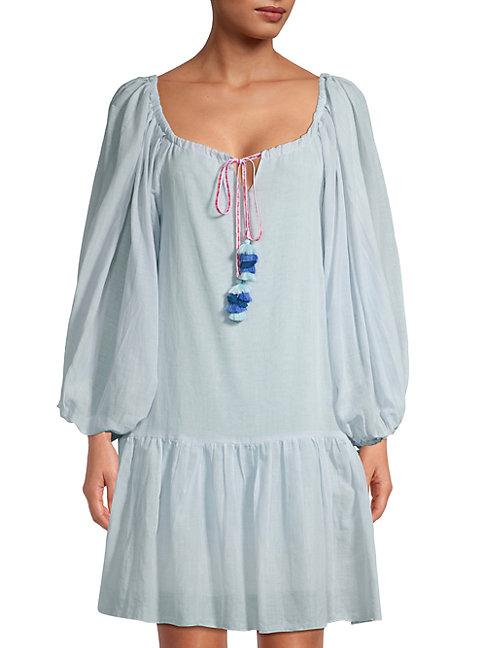 Pitusa Balloon-sleeve Cotton Coverup Dress