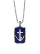 Effy Sterling Silver & Lapis Lazuli Anchor Dog Tag Pendant Necklace