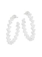 Ava & Aiden Silvertone & Cubic Zirconia Chevron Hoop Earrings