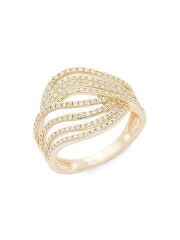 Saks Fifth Avenue 14k Yellow Gold & Diamond Wave Ring