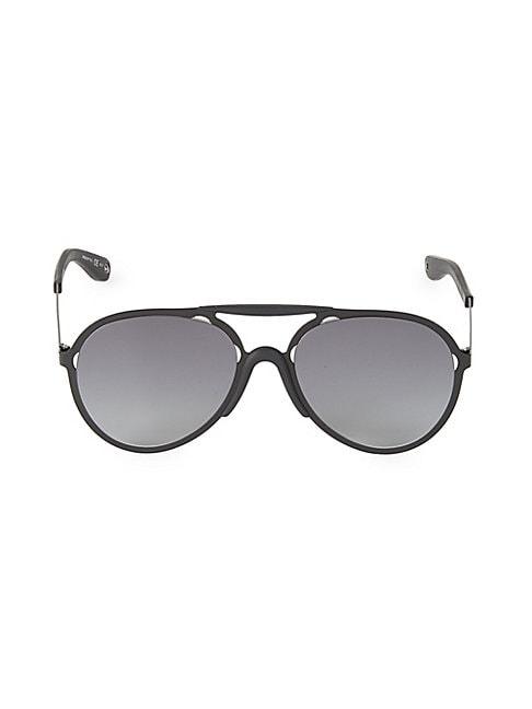 Givenchy 57mm Silicone Trim Aviator Sunglasses