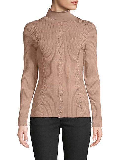 Valentino Lace-trimmed Turtleneck Sweater