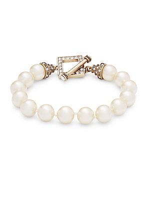 Heidi Daus Faux Pearl And Crystal Toggle Bracelet