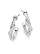 Alor 18k White Gold & Stainless Steel Diamond Hoop Earrings