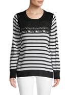 Karl Lagerfeld Paris Lace-trimmed Stripe Sweater