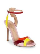 Gianvito Rossi Colorblock Leather Ankle Strap Sandals