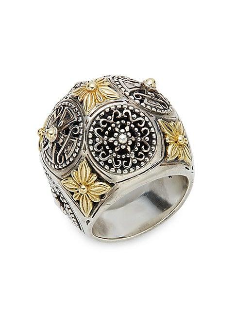 Konstantino Sterling Silver & 18k Gold Floral Ring