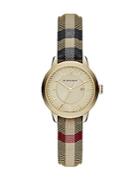 Burberry Goldtone Ip Stainless Steel And Check Strap Watch