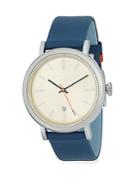 Ted Baker London Etched Stainless Steel Leather Strap Watch