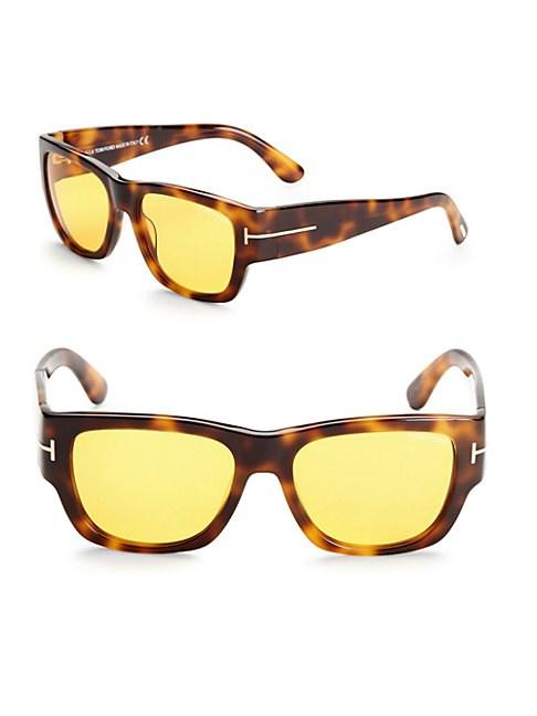 Tom Ford Eyewear 54mm Rectangular Tortoiseshell Sunglasses