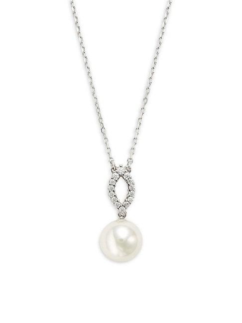 Majorica Sterling Silver Organic Pearl & Crystal Pendant Necklace